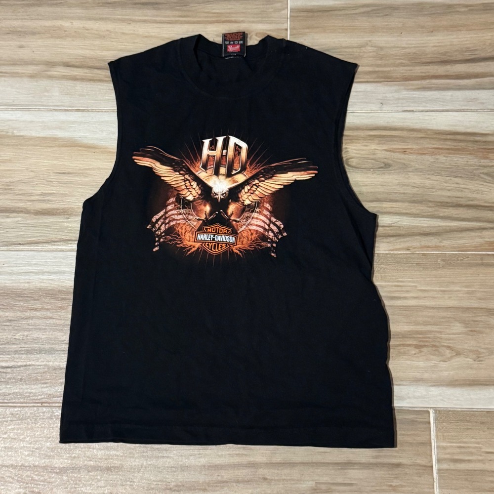 Harley-Davidson Orlando Florida Eagle Muscle Tee Black Mens Medium Bravado